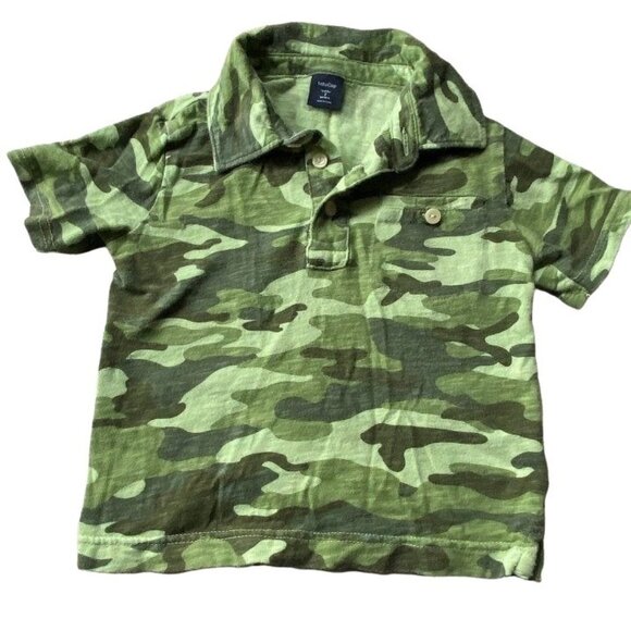 Baby Gap Camouflage Short Sleeve Collared Shirt-Green-Size 2-GUC - Picture 1 of 4